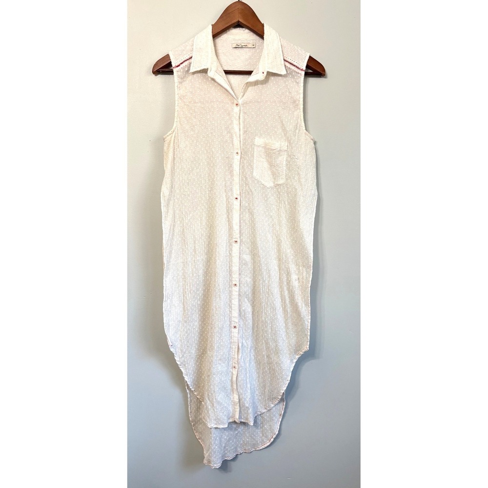 Mes Demoiselles Paris‎ Shirt Dress Tunic Sz 38 White Sleeveless Button Front